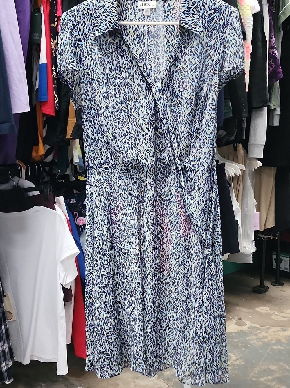 JBS Blue & White Printed Shirt Dress